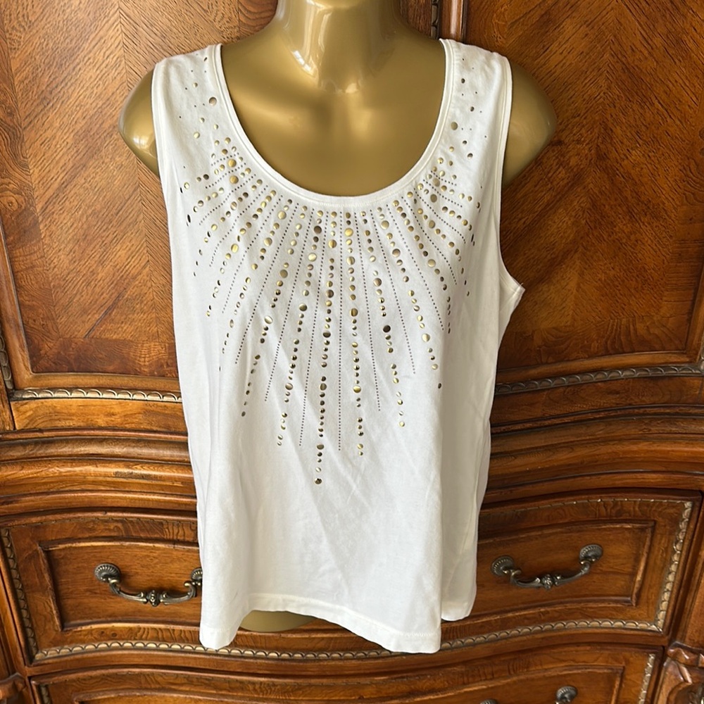 Embellished White Sleeveless Top